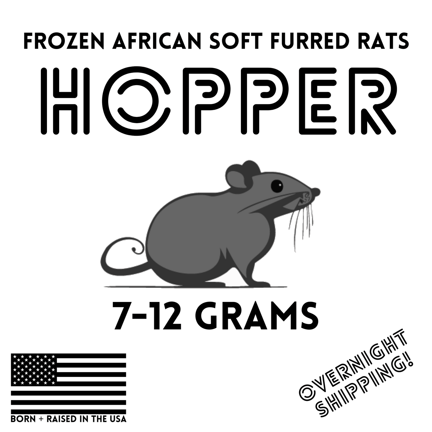 Frozen Hopper African Soft Furred Rats | 25 Count