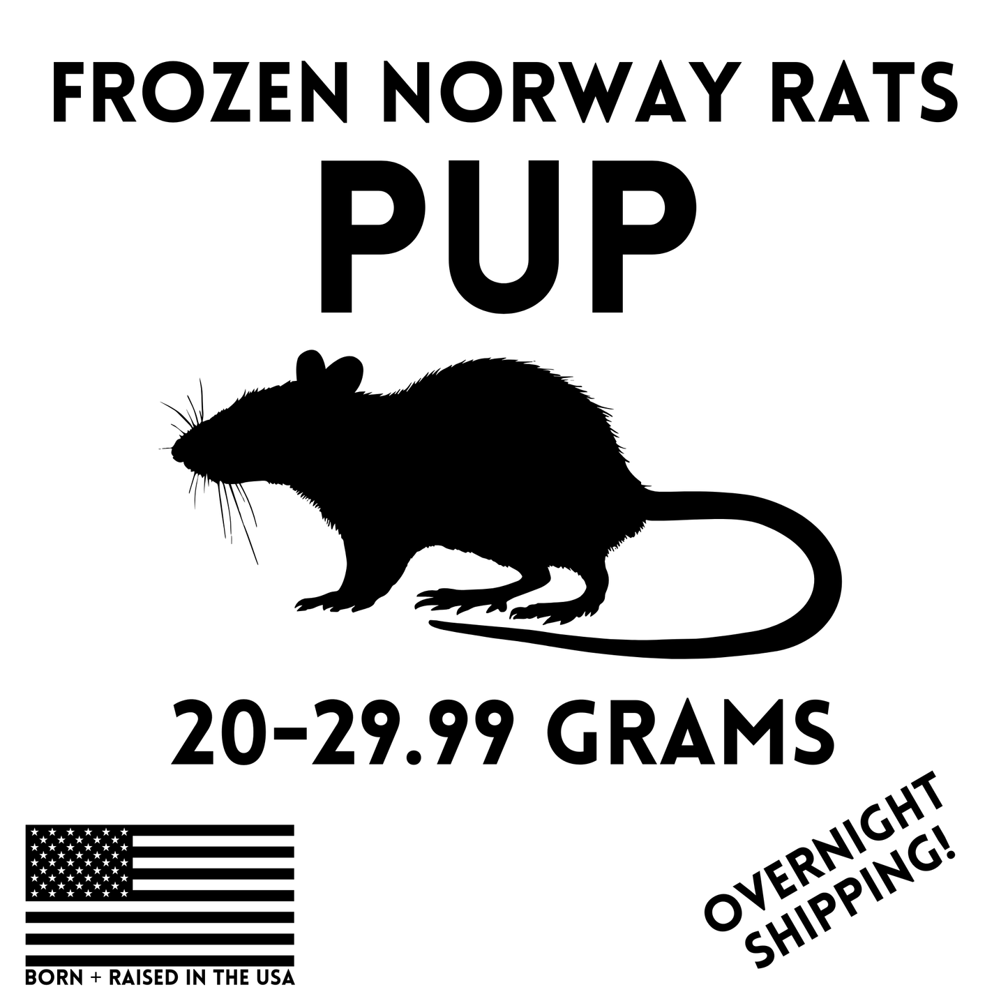 Frozen Pup (Crawler) Feeder Rats  — 25 Pack
